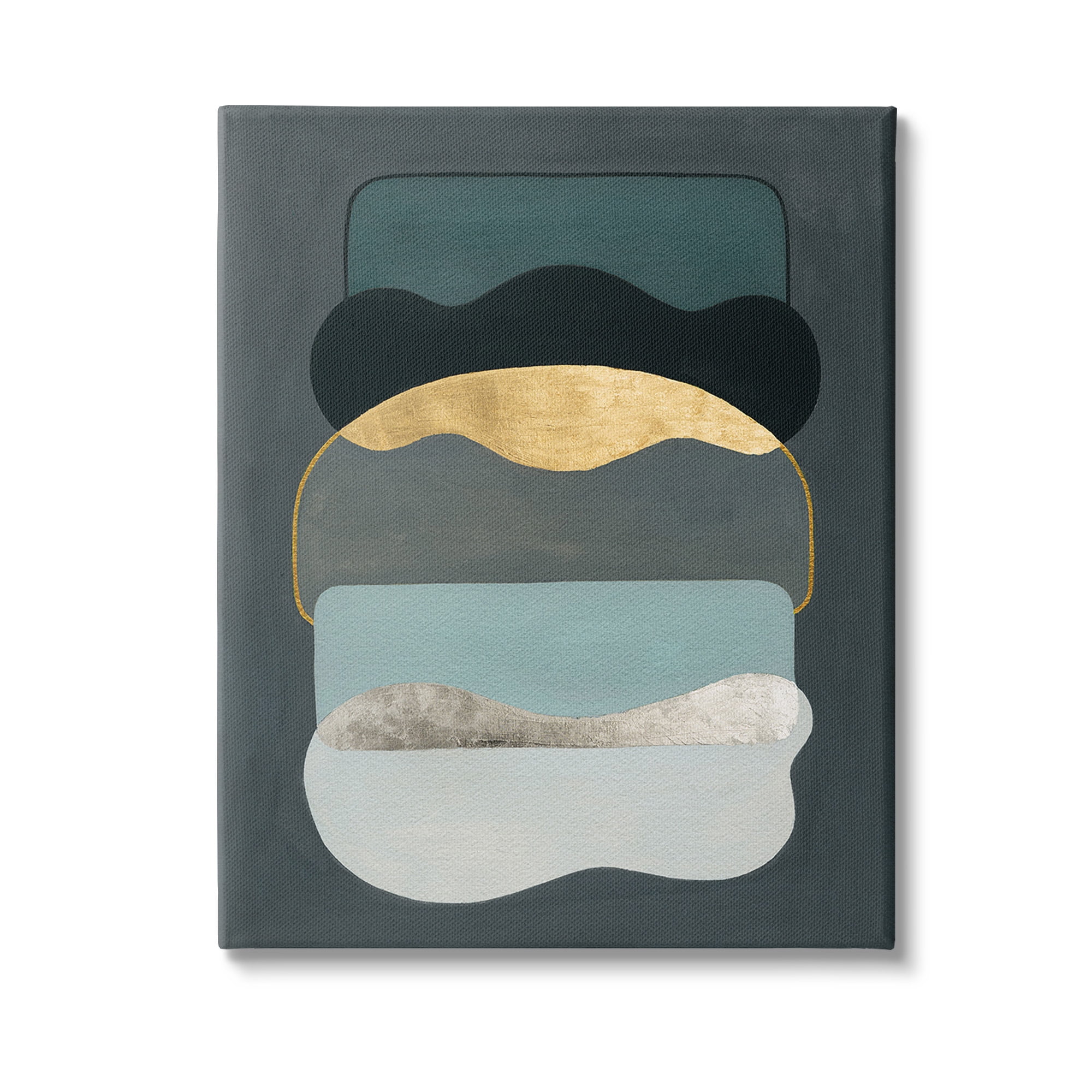 Stupell Industries Dark Layered Shapes Abstract Painting Gallery Wrapped Canvas Art Print Wall Art, 16 x 20