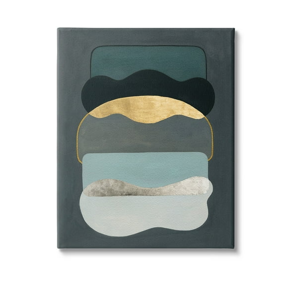 Stupell Industries Dark Layered Shapes Abstract Painting Gallery Wrapped Canvas Art Print Wall Art, 16 x 20