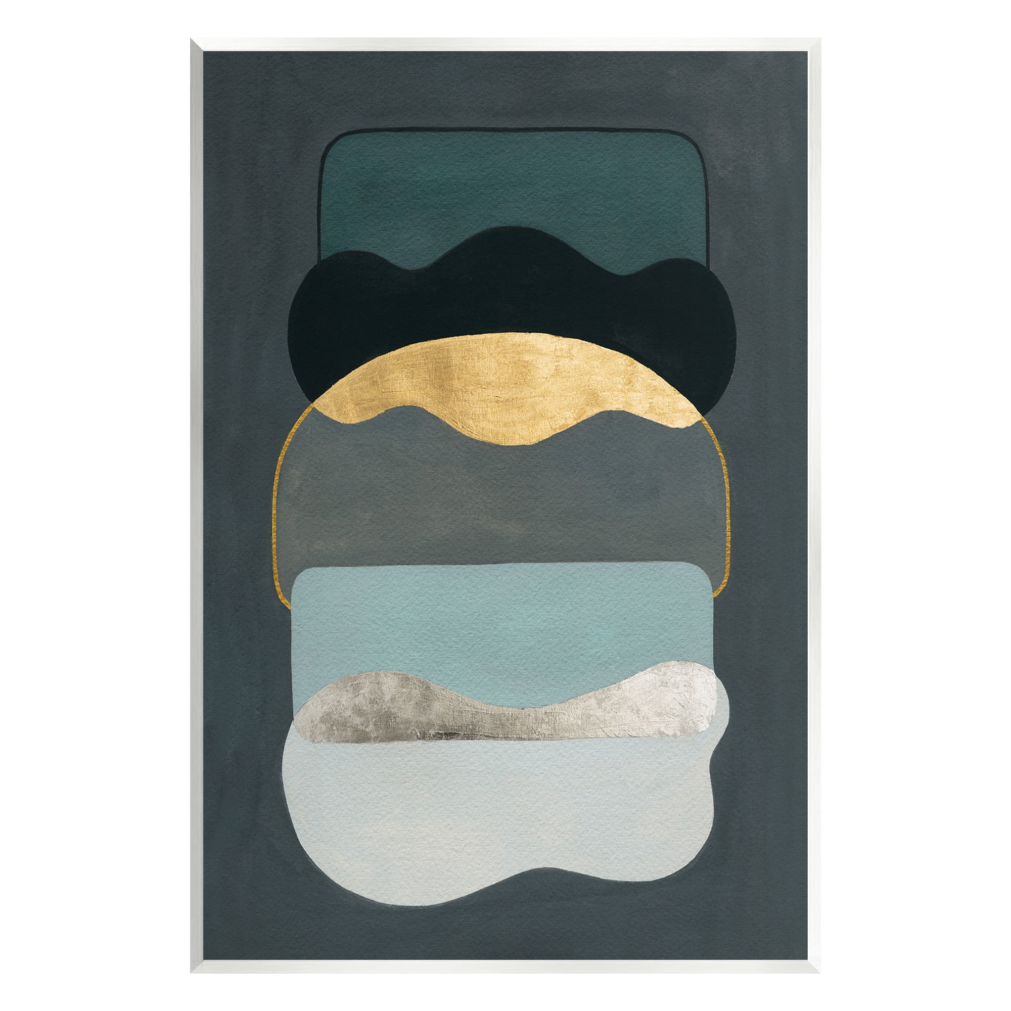 Stupell Industries Dark Layered Shapes Abstract Painting Unframed Art Print Wall Art, 13 x 19