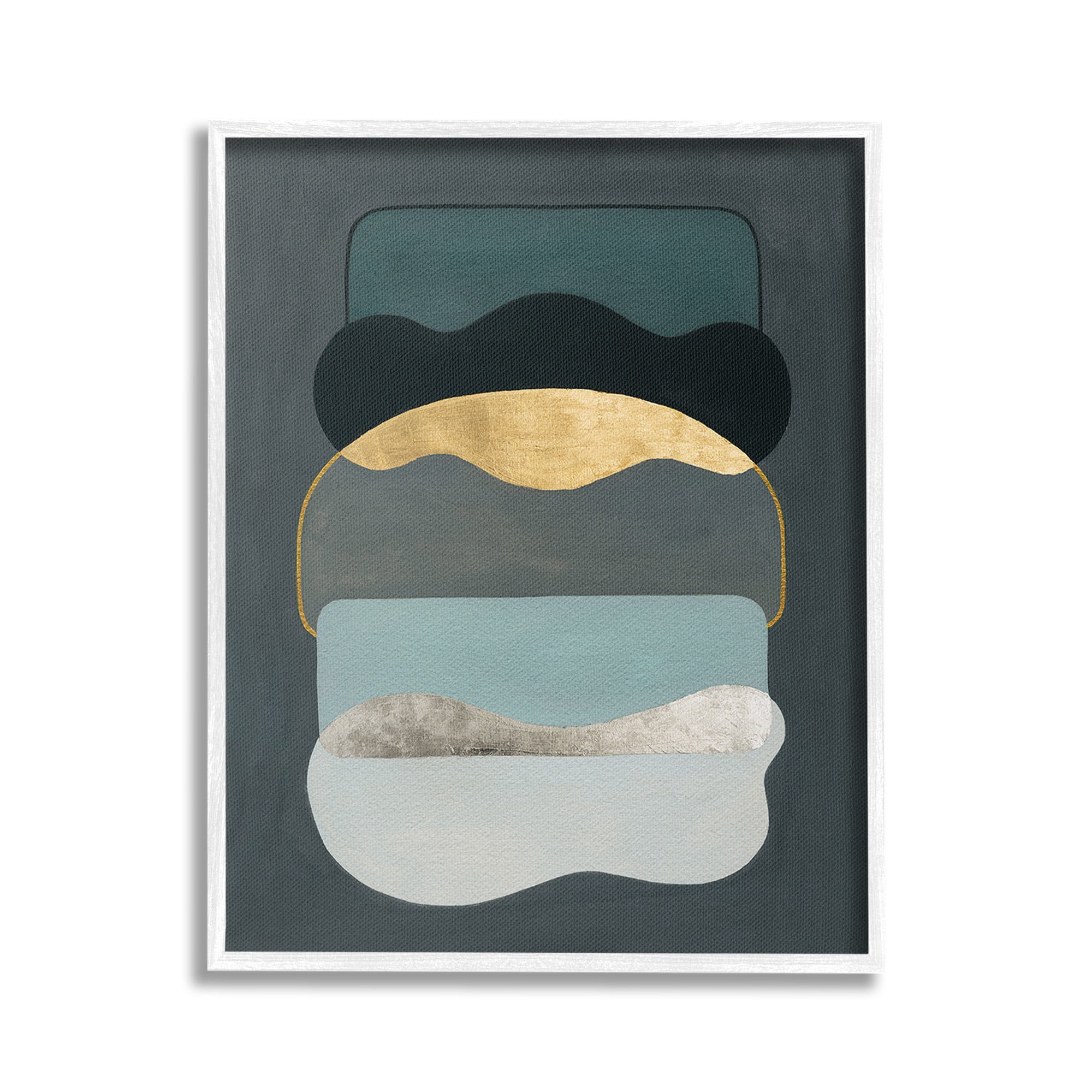 Stupell Industries Dark Layered Shapes Abstract Painting White Framed Art Print Wall Art, 16 x 20