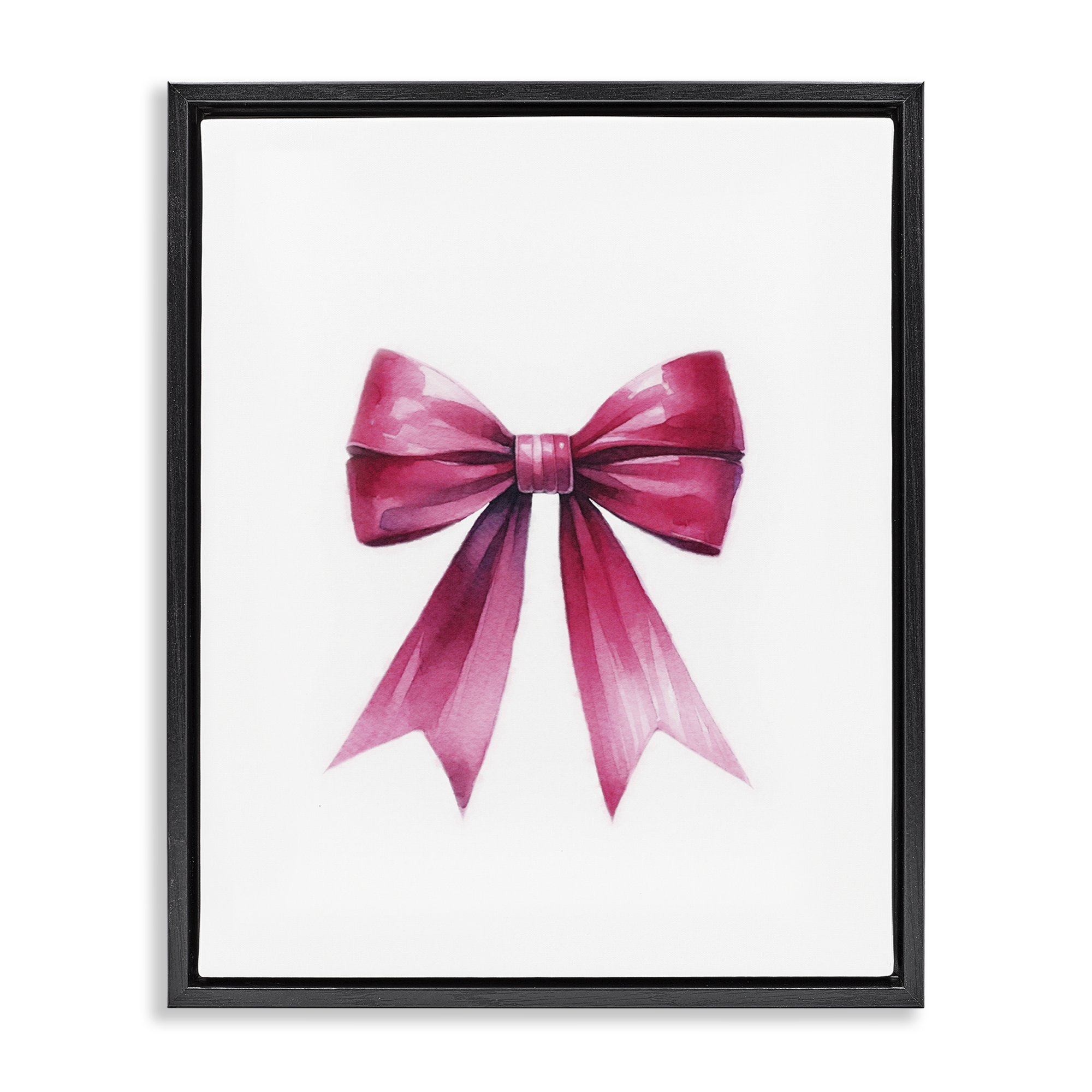Stupell Industries Dark Magenta Ribbon Fashion Painting Black Floater Framed Canvas Art Print Wall Art, 25 x 31