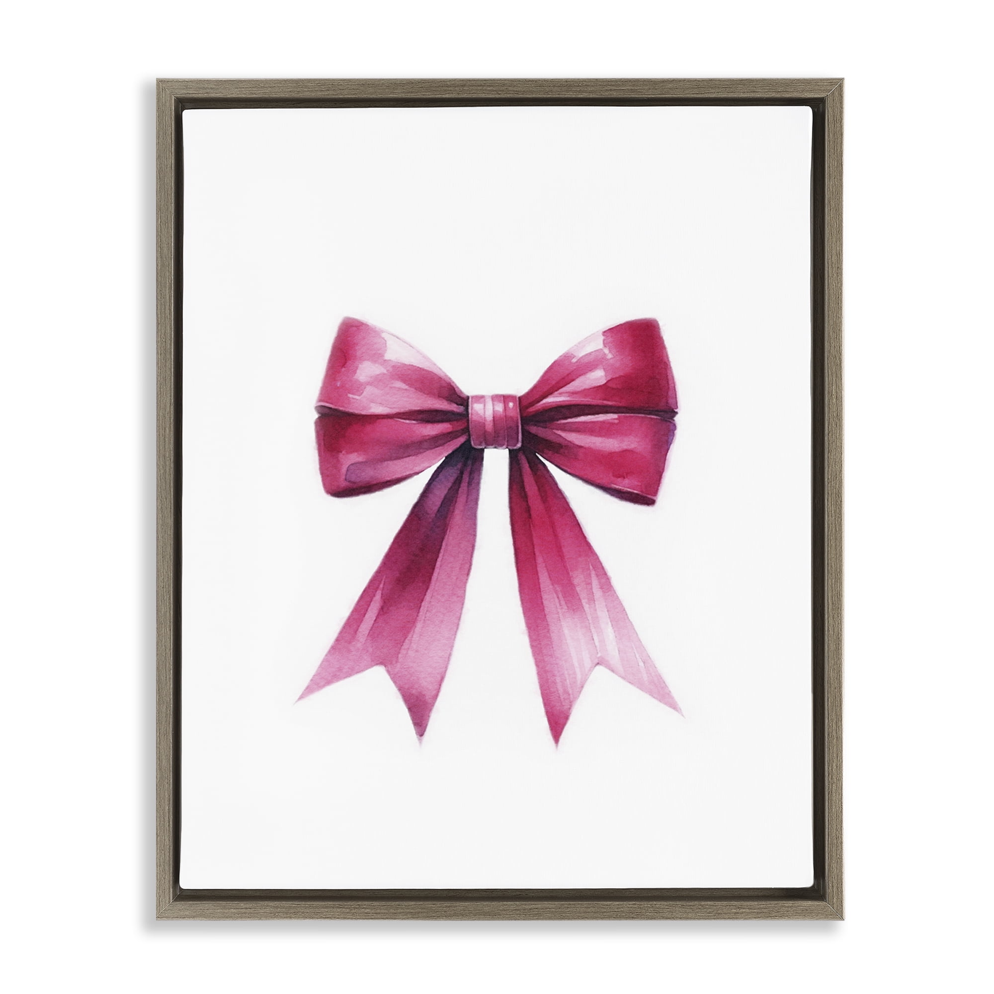 Stupell Industries Dark Magenta Ribbon Fashion Painting Brown Floater Framed Canvas Art Print Wall Art, 25 x 31