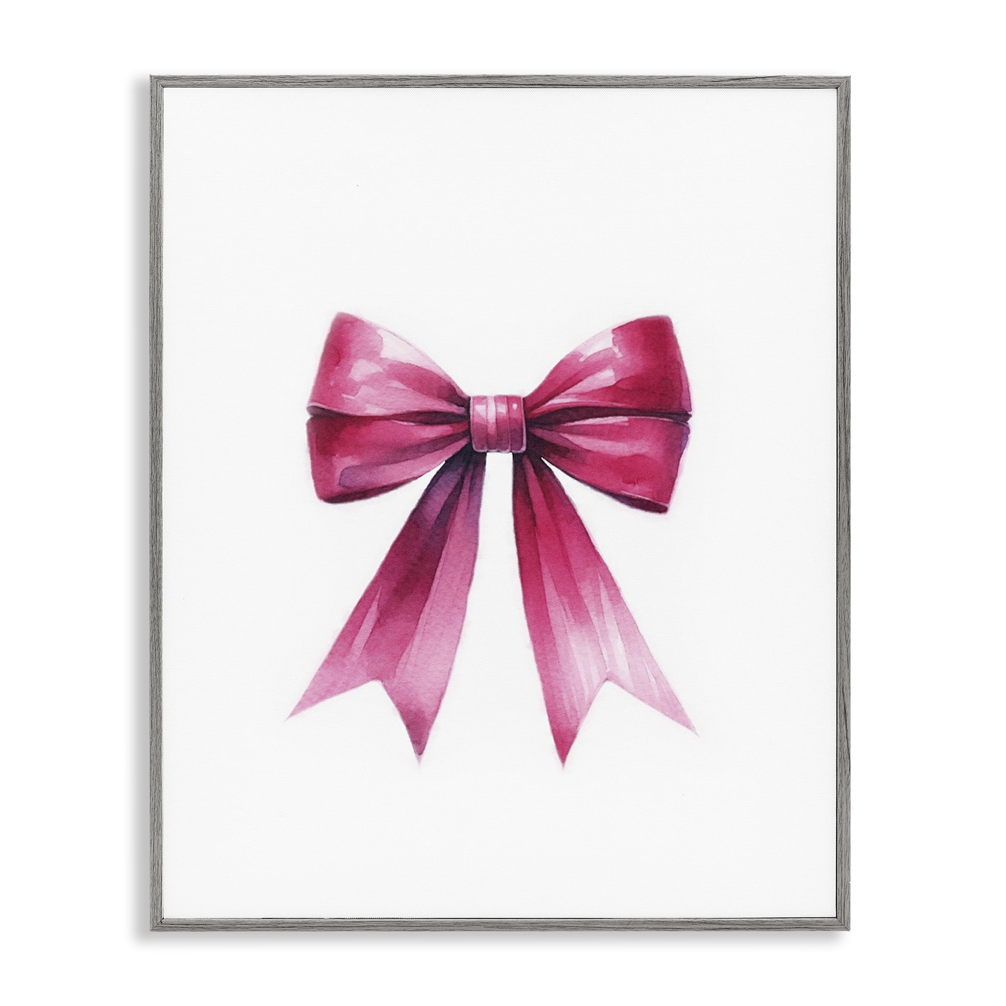 Stupell Industries Dark Magenta Ribbon Fashion Painting Gray Framed Art Print Wall Art, 16 x 20