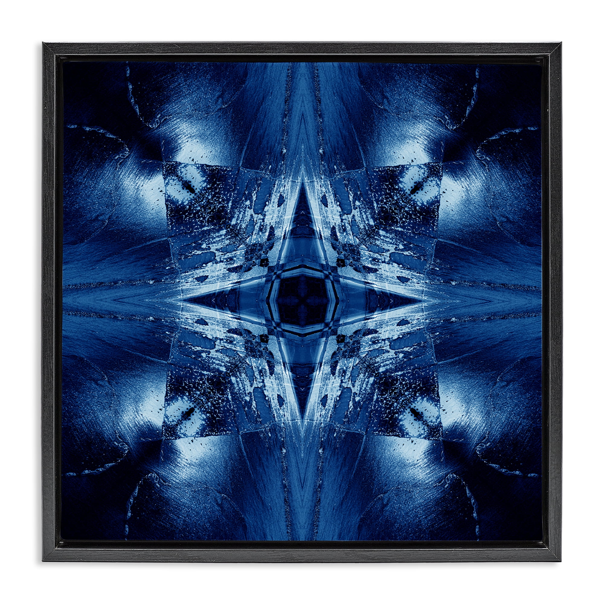 Stupell Industries Dark Mirrored Mosaic Abstract Painting Black Floater Framed Canvas Art Print Wall Art, 18 x 18