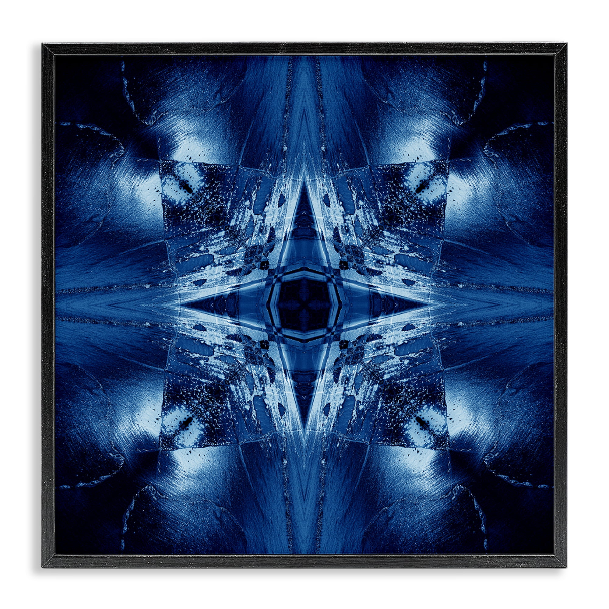 Stupell Industries Dark Mirrored Mosaic Abstract Painting Black Framed Art Print Wall Art, 17 x 17
