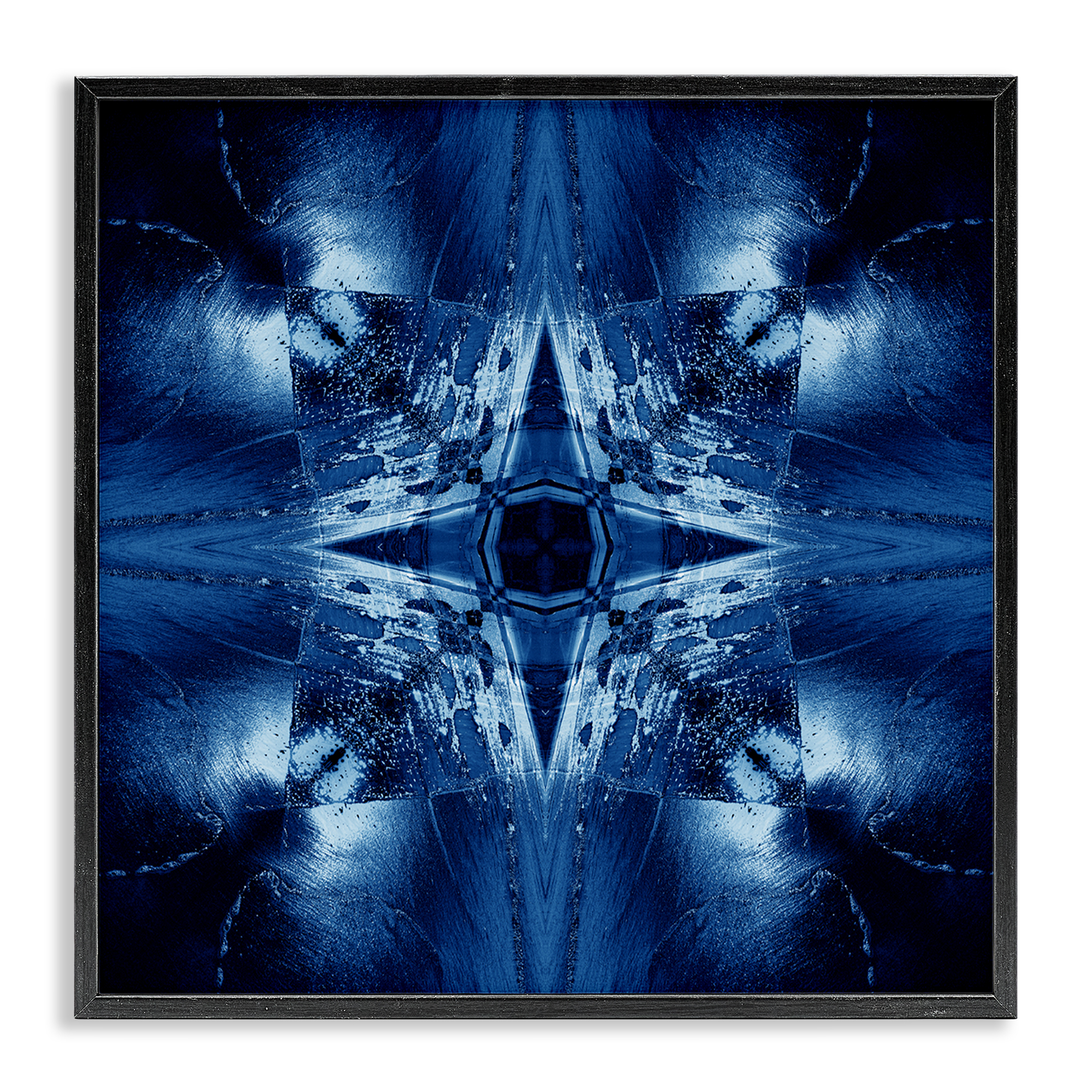 Stupell Industries Dark Mirrored Mosaic Abstract Painting Black Framed Art Print Wall Art, 24 x 24