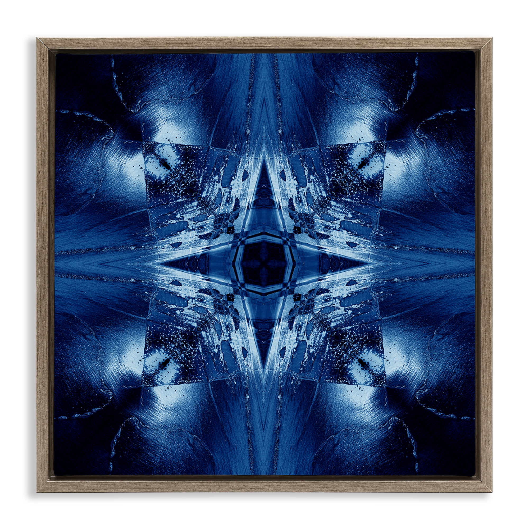 Stupell Industries Dark Mirrored Mosaic Abstract Painting Brown Floater Framed Canvas Art Print Wall Art, 25 x 25