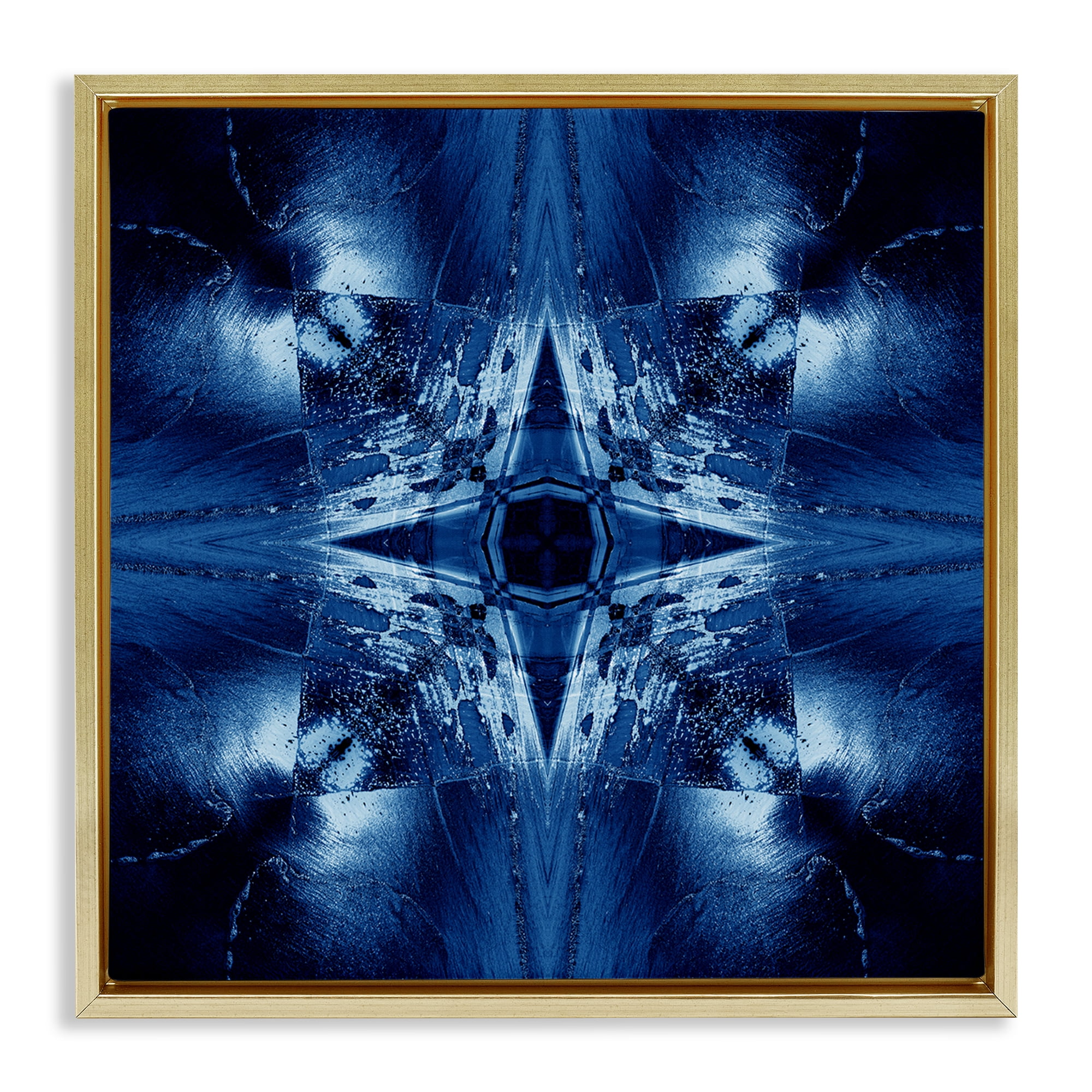 Stupell Industries Dark Mirrored Mosaic Abstract Painting Gold Floater Framed Canvas Art Print Wall Art, 25 x 25