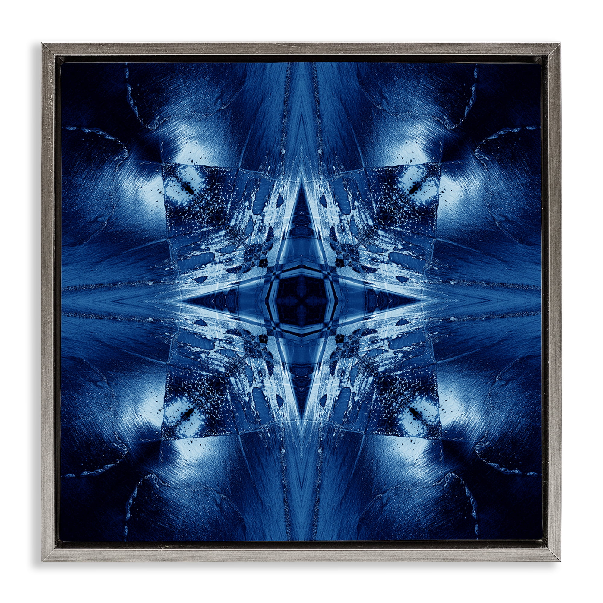 Stupell Industries Dark Mirrored Mosaic Abstract Painting Gray Floater Framed Canvas Art Print Wall Art, 18 x 18