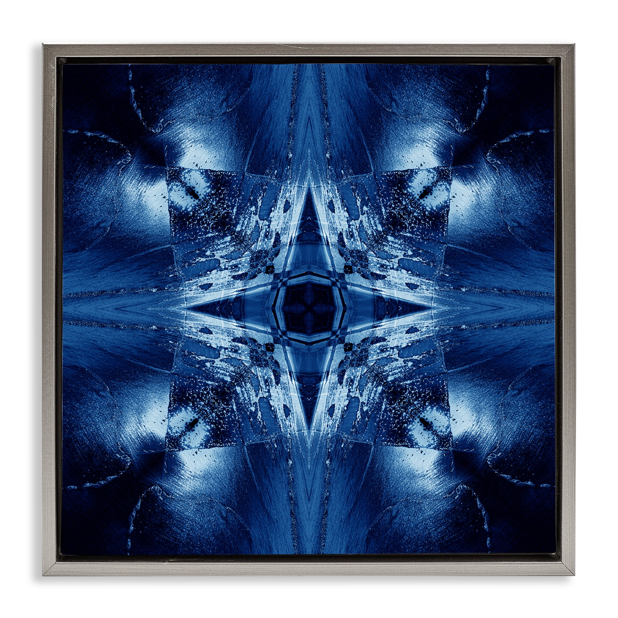 Stupell Industries Dark Mirrored Mosaic Abstract Painting Gray Floater Framed Canvas Art Print Wall Art, 25 x 25