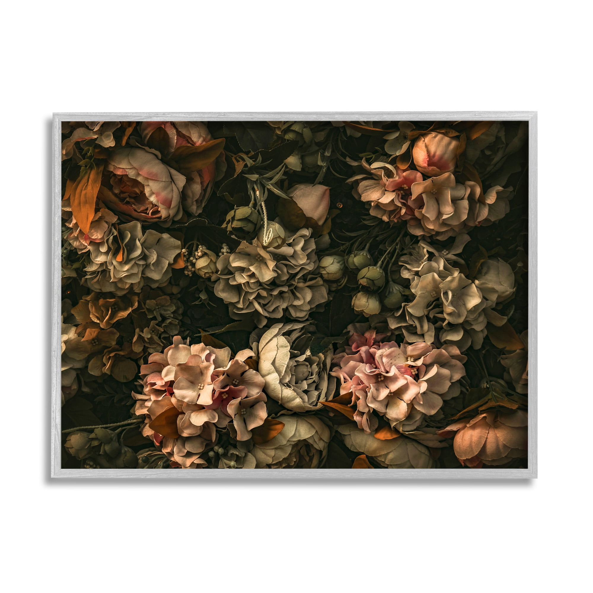 Stupell Industries Dark Moody Floral Botanical Closeup Detailed Design  Photography Gray Framed Art Print Wall Art, 20x16, by Incado