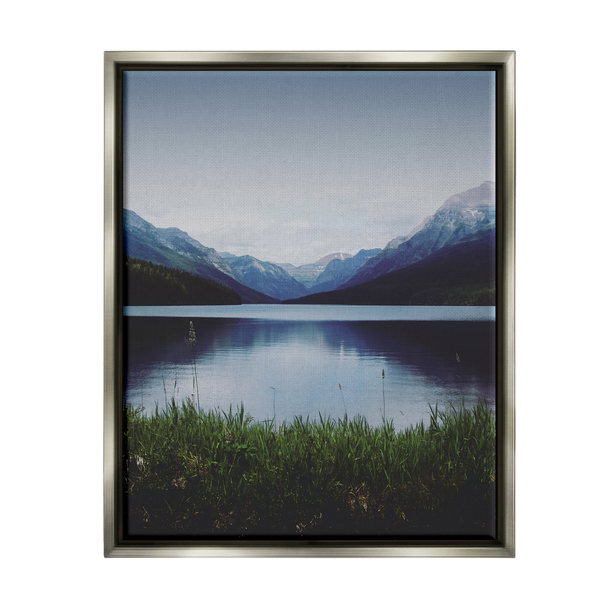 Stupell Industries Dark Mountain Landscape Nature Photography Gray Floater Framed Art Print Wall Art, 17 x 21