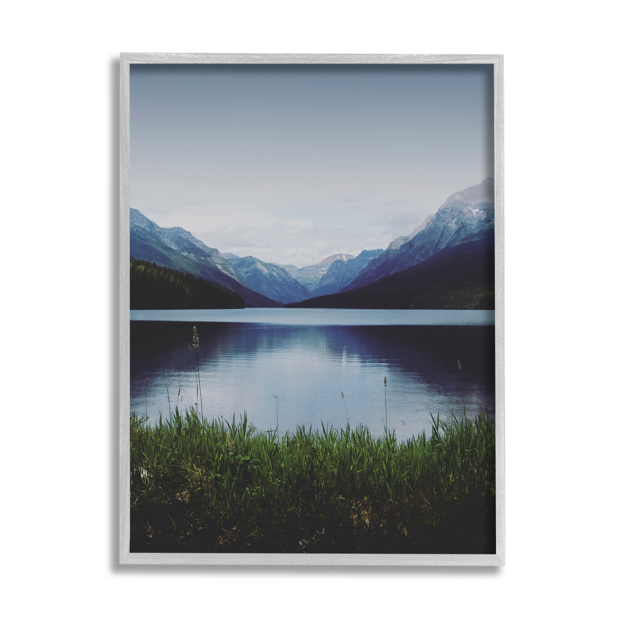 Stupell Industries Dark Mountain Landscape Nature Photography Gray Framed Art Print Wall Art, 24 x 30