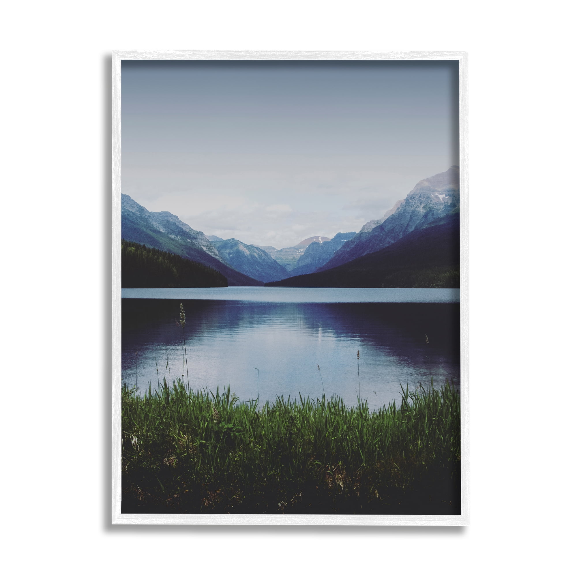 Stupell Industries Dark Mountain Landscape Nature Photography White Framed Art Print Wall Art, 16 x 20