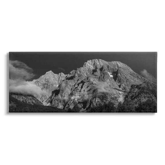 Stupell Industries Dark Mountain Range Landscape Photography Gallery Wrapped Canvas Art Print Wall Art, 40 x 17