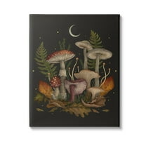 Stupell Industries Dark Mushrooms with Moon Botanical & Floral Painting Gallery Wrapped Canvas Art Print Wall Art, 16 x 20