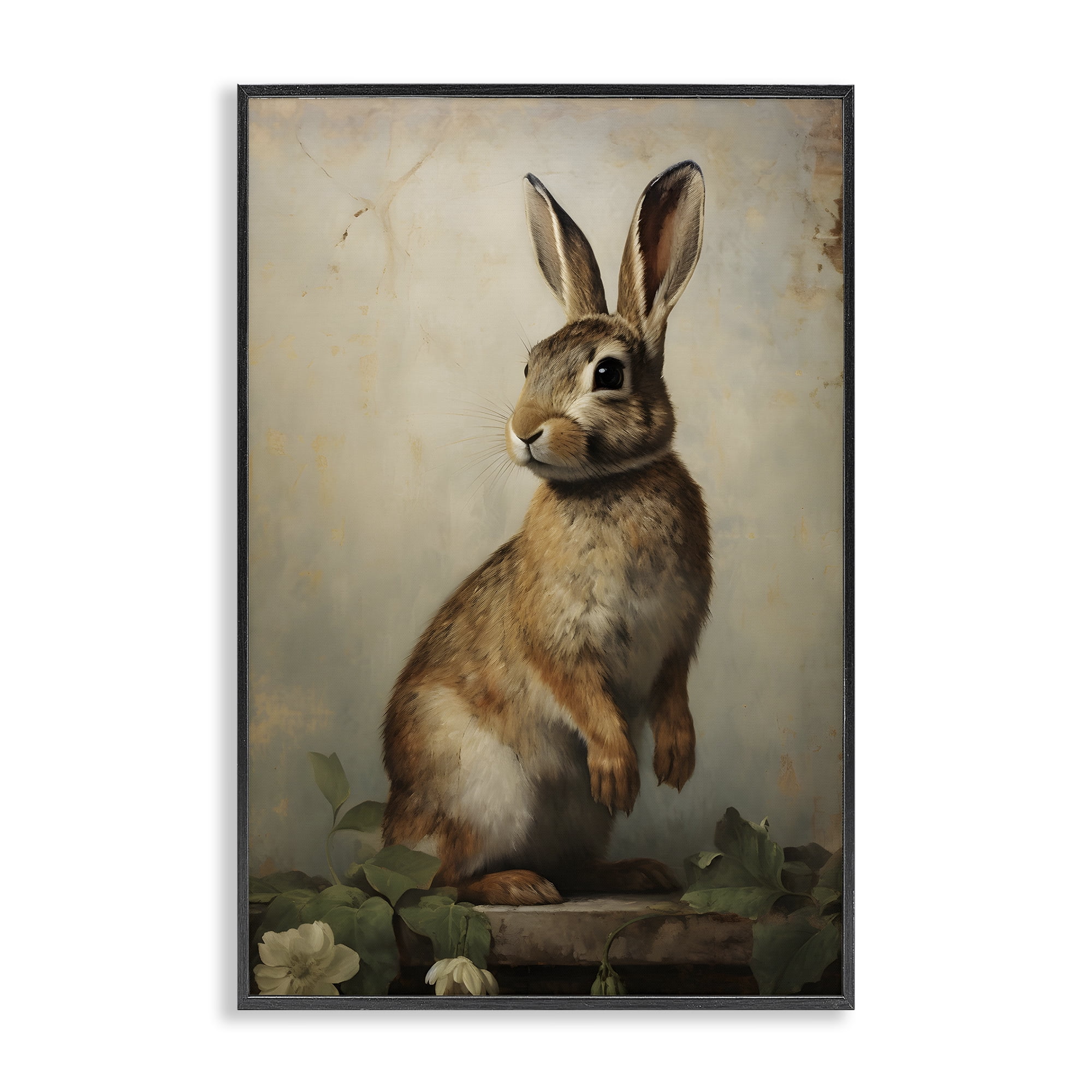 Stupell Industries Dark Rabbit Portrait Animals & Insects Painting Black Framed Art Print Wall Art, 12 x 18