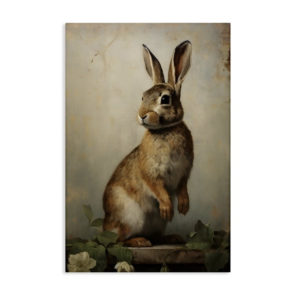 Stupell Industries Dark Rabbit Portrait Animals & Insects Painting Gallery Wrapped Canvas Art Print Wall Art, 16 x 24