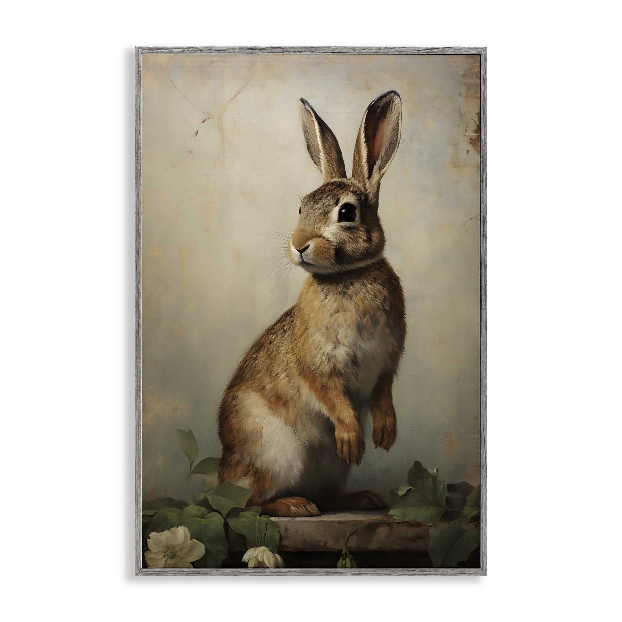 Stupell Industries Dark Rabbit Portrait Animals & Insects Painting Gray Framed Art Print Wall Art, 16 x 24