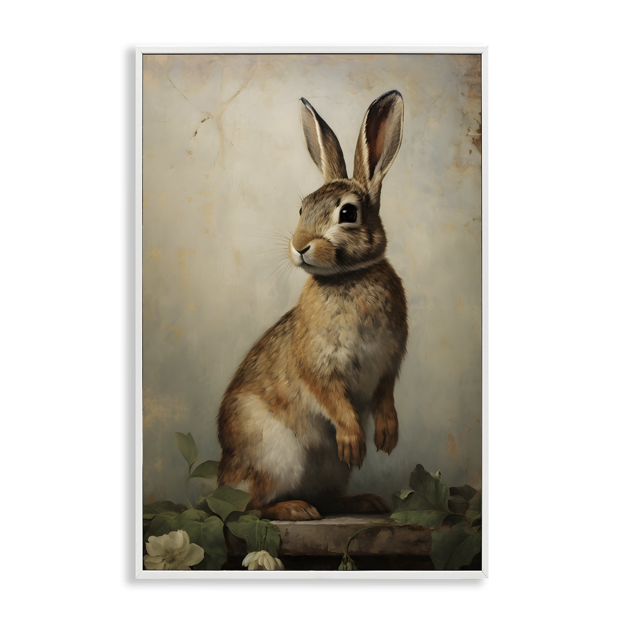 Stupell Industries Dark Rabbit Portrait Animals & Insects Painting White Framed Art Print Wall Art, 20 x 30