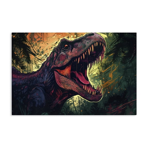 Stupell Industries Contemporary Dark Roaring T-Rex Canvas Art, 30 x 20, by Creative Studio