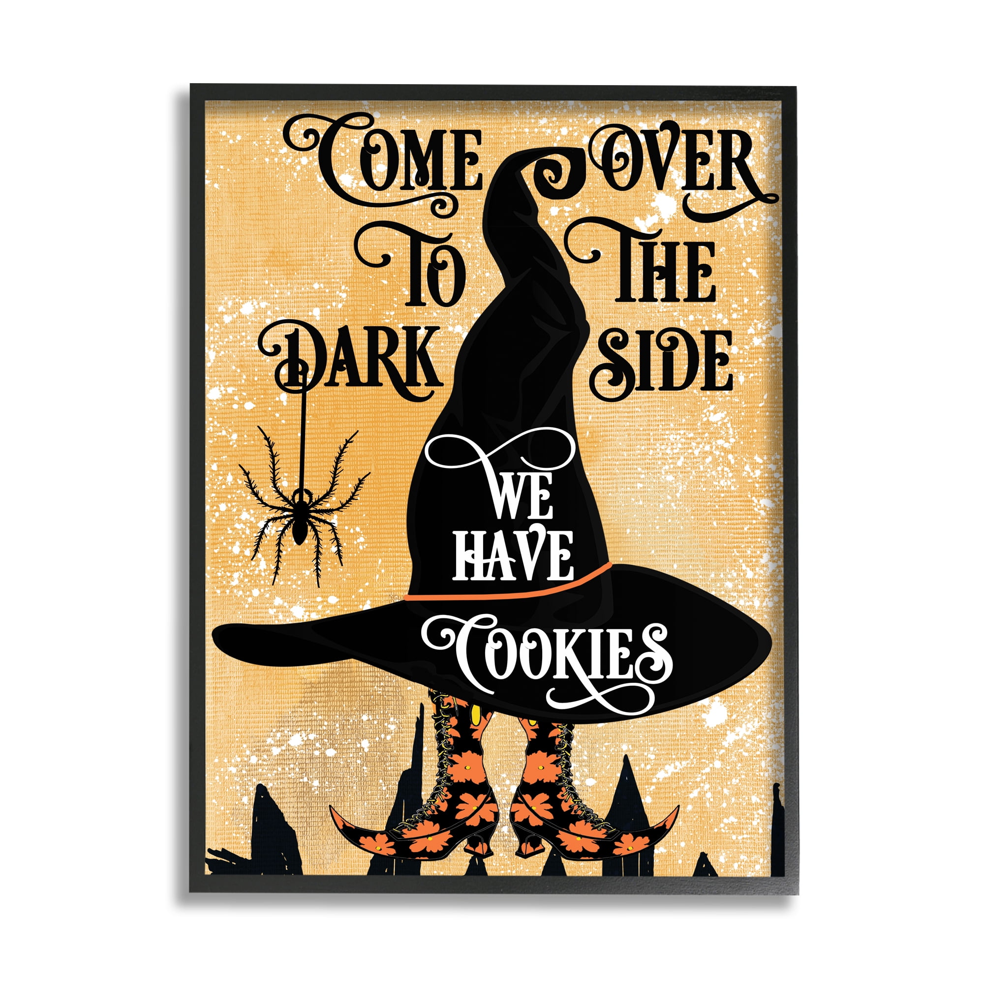 Stupell Industries Dark Side Has Cookies Festive Halloween Witch Hat Graphic Art Black Framed Art Print Wall Art, 16x20, by Jill Meyer