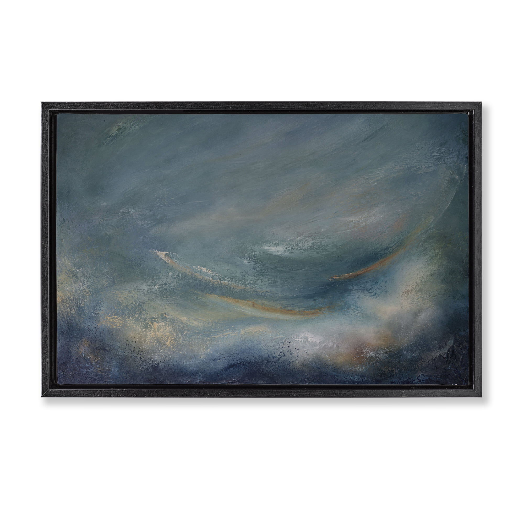 Stupell Industries Dark Storm Clouds Abstract Abstract Painting Black Floater Framed Canvas Art Print Wall Art, 31 x 21