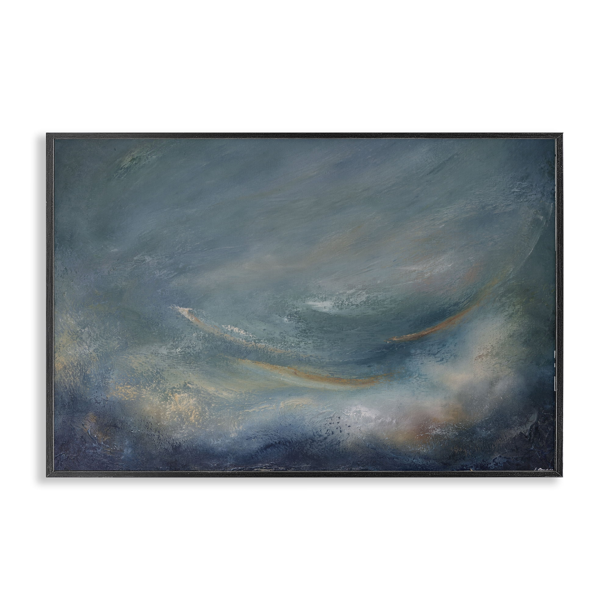 Stupell Industries Dark Storm Clouds Abstract Abstract Painting Black Framed Art Print Wall Art, 30 x 20
