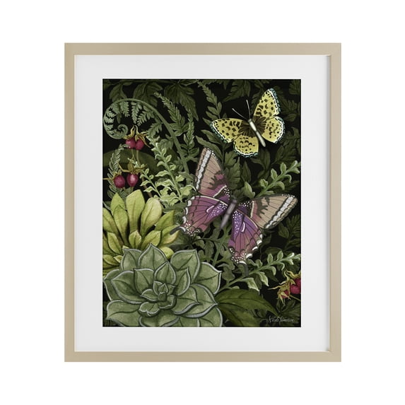Stupell Industries Eclectic Dark Succulents Midnight Garden Birch Framed Print Under Glass, 17 x 21, by Nicole Tamarin