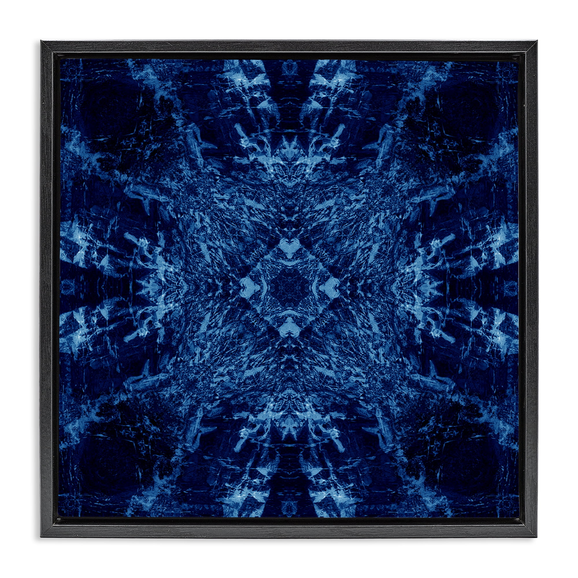 Stupell Industries Dark Tie Dye Style Abstract Painting Black Floater Framed Canvas Art Print Wall Art, 18 x 18