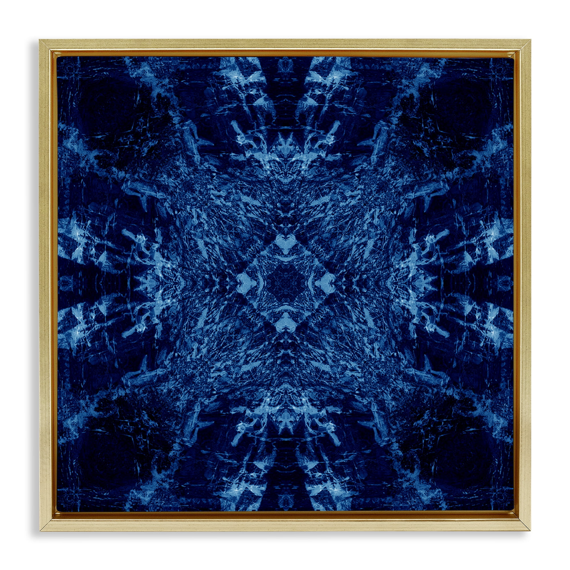 Stupell Industries Dark Tie Dye Style Abstract Painting Gold Floater Framed Canvas Art Print Wall Art, 18 x 18