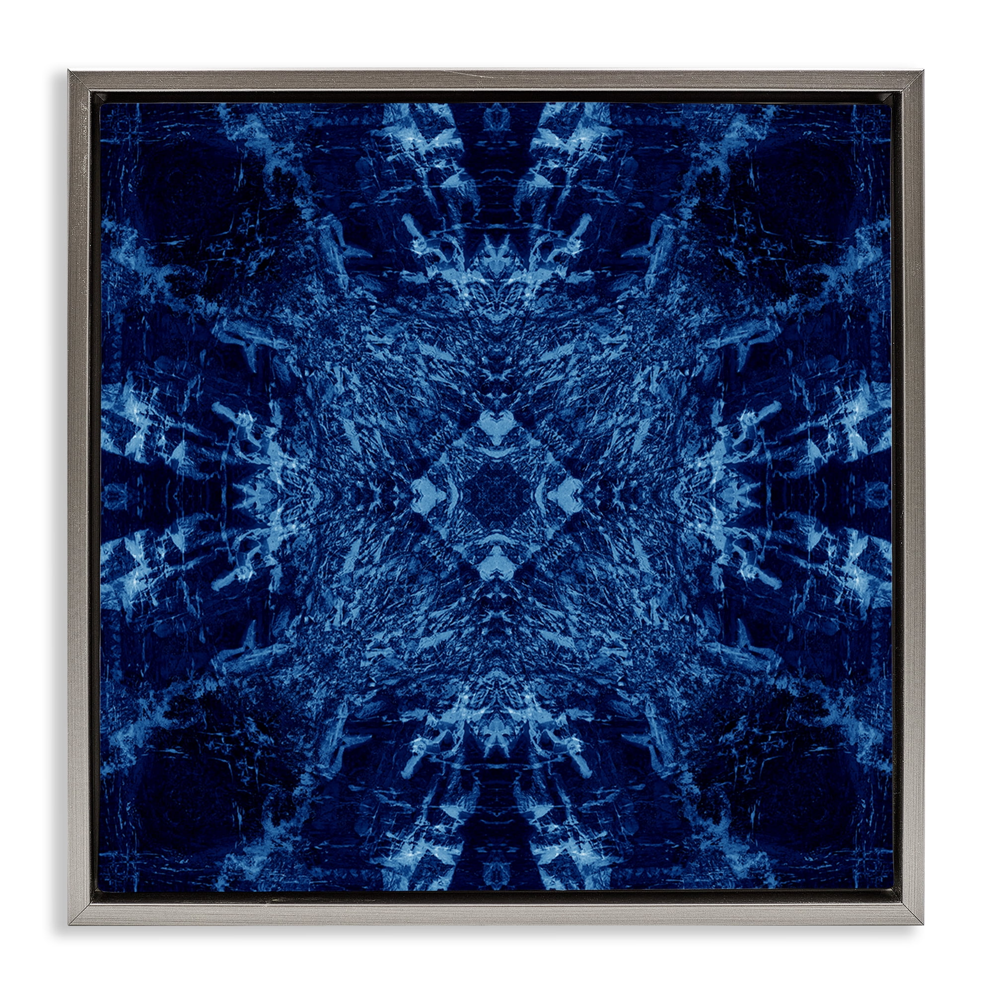 Stupell Industries Dark Tie Dye Style Abstract Painting Gray Floater Framed Canvas Art Print Wall Art, 25 x 25