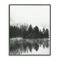 Stupell Industries Dark Tree Reflections Landscape & Nature Photography Black Framed Art Print Wall Art, 11 x 14
