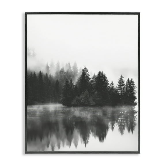 Stupell Industries Dark Tree Reflections Landscape & Nature Photography Black Framed Art Print Wall Art, 11 x 14