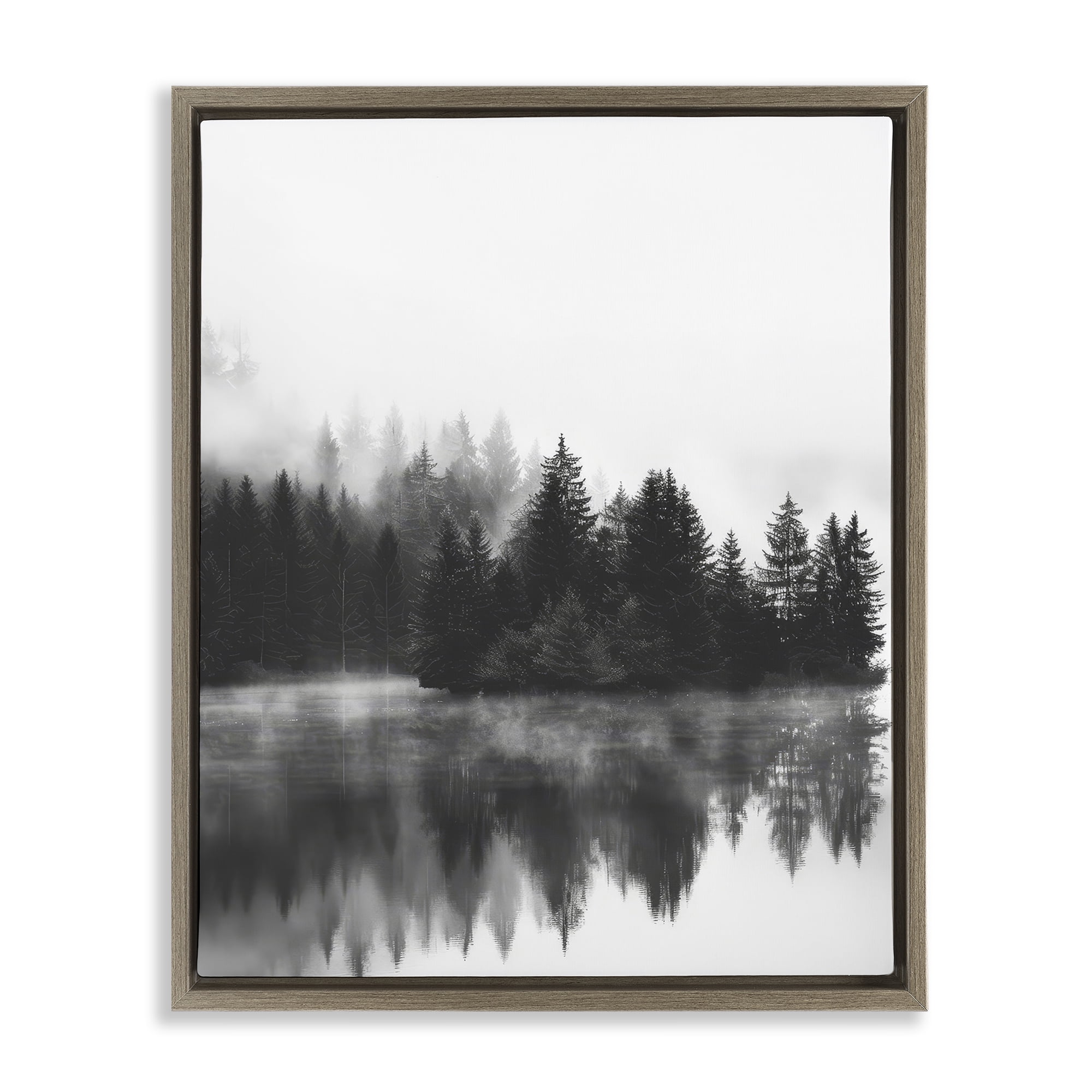 Stupell Industries Dark Tree Reflections Landscape & Nature Photography Brown Floater Framed Canvas Art Print Wall Art, 25 x 31