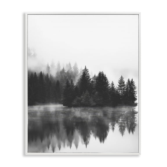 Stupell Industries Dark Tree Reflections Landscape & Nature Photography White Framed Art Print Wall Art, 11 x 14