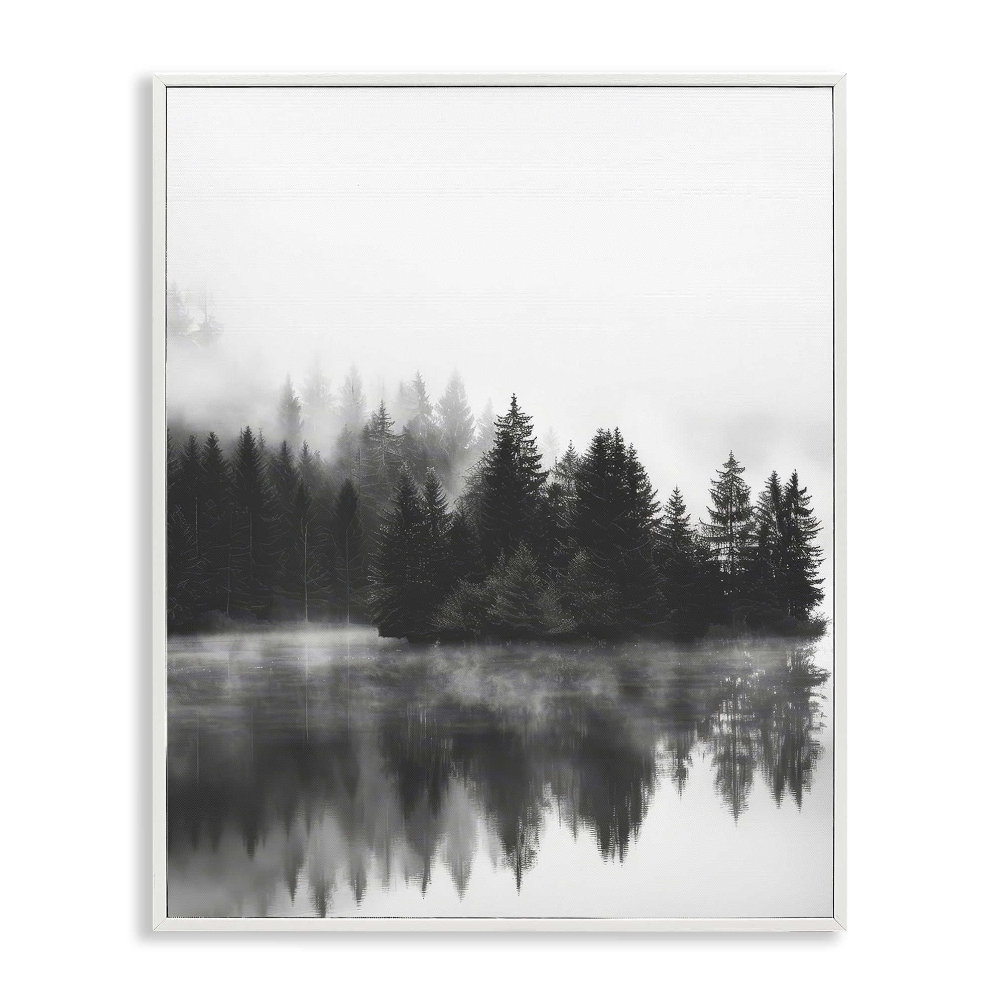 Stupell Industries Dark Tree Reflections Landscape & Nature Photography White Framed Art Print Wall Art, 24 x 30