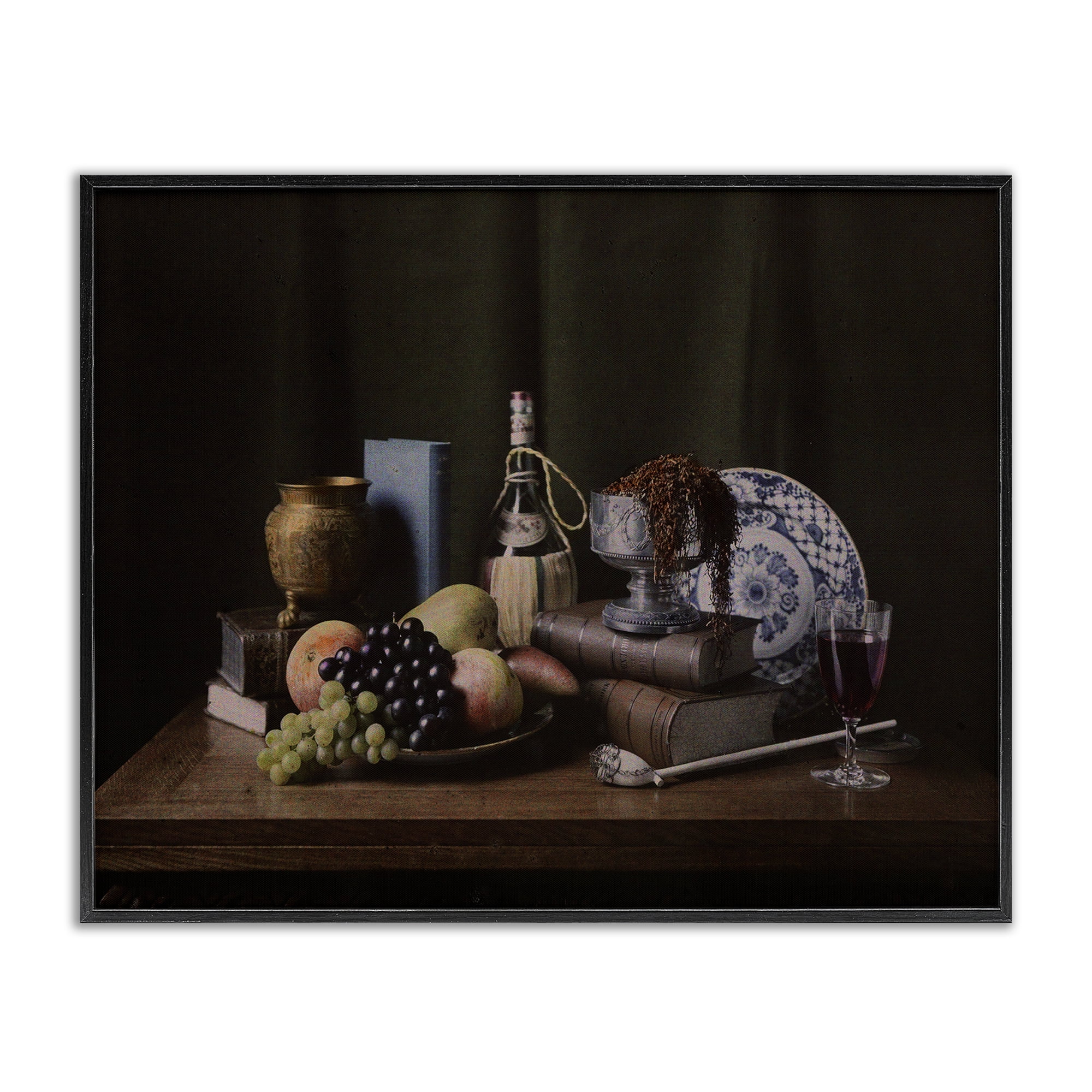 Stupell Industries Dark Vanitas Still Life Food & Beverage Photography Black Framed Art Print Wall Art, 14 x 11