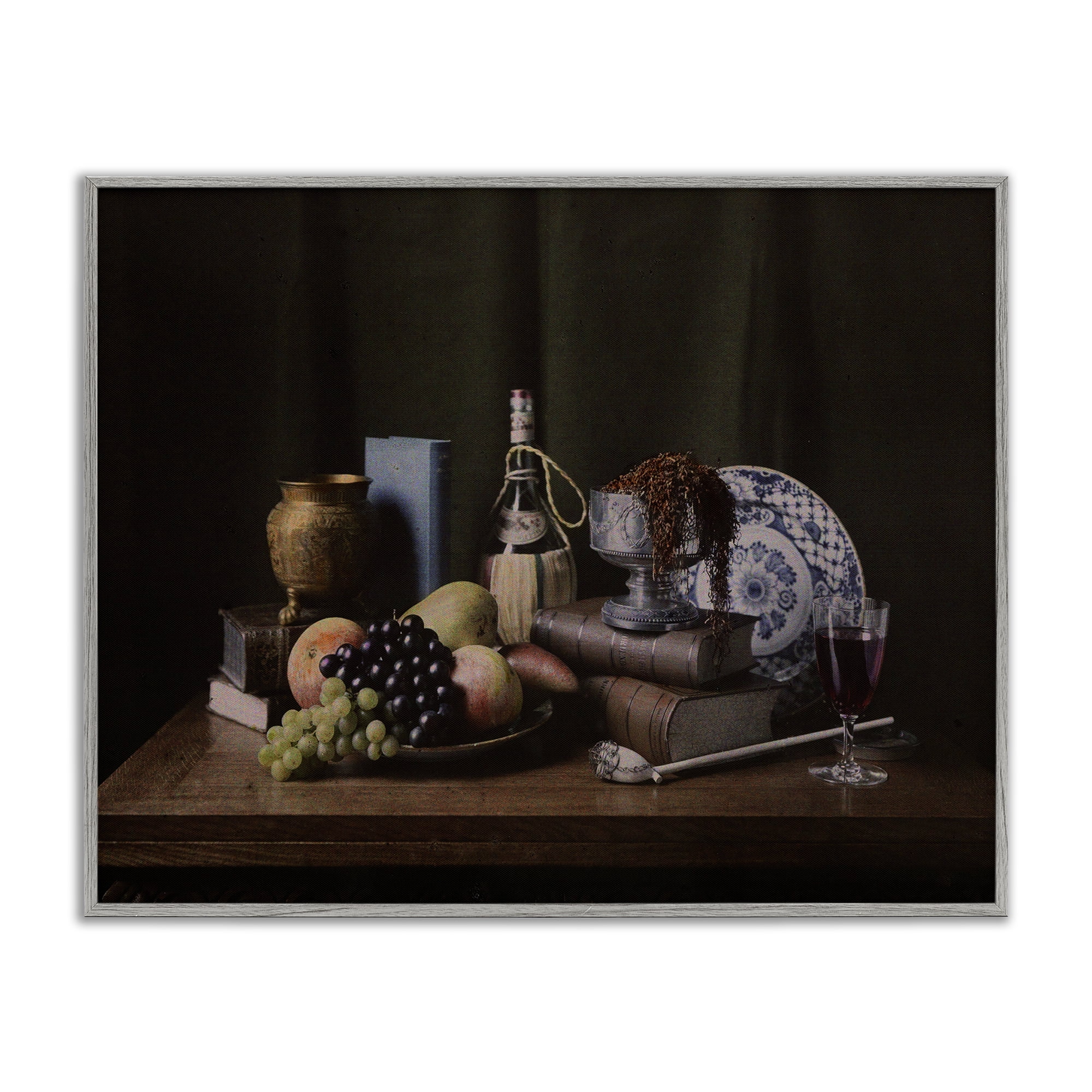 Stupell Industries Dark Vanitas Still Life Food & Beverage Photography Gray Framed Art Print Wall Art, 20 x 16