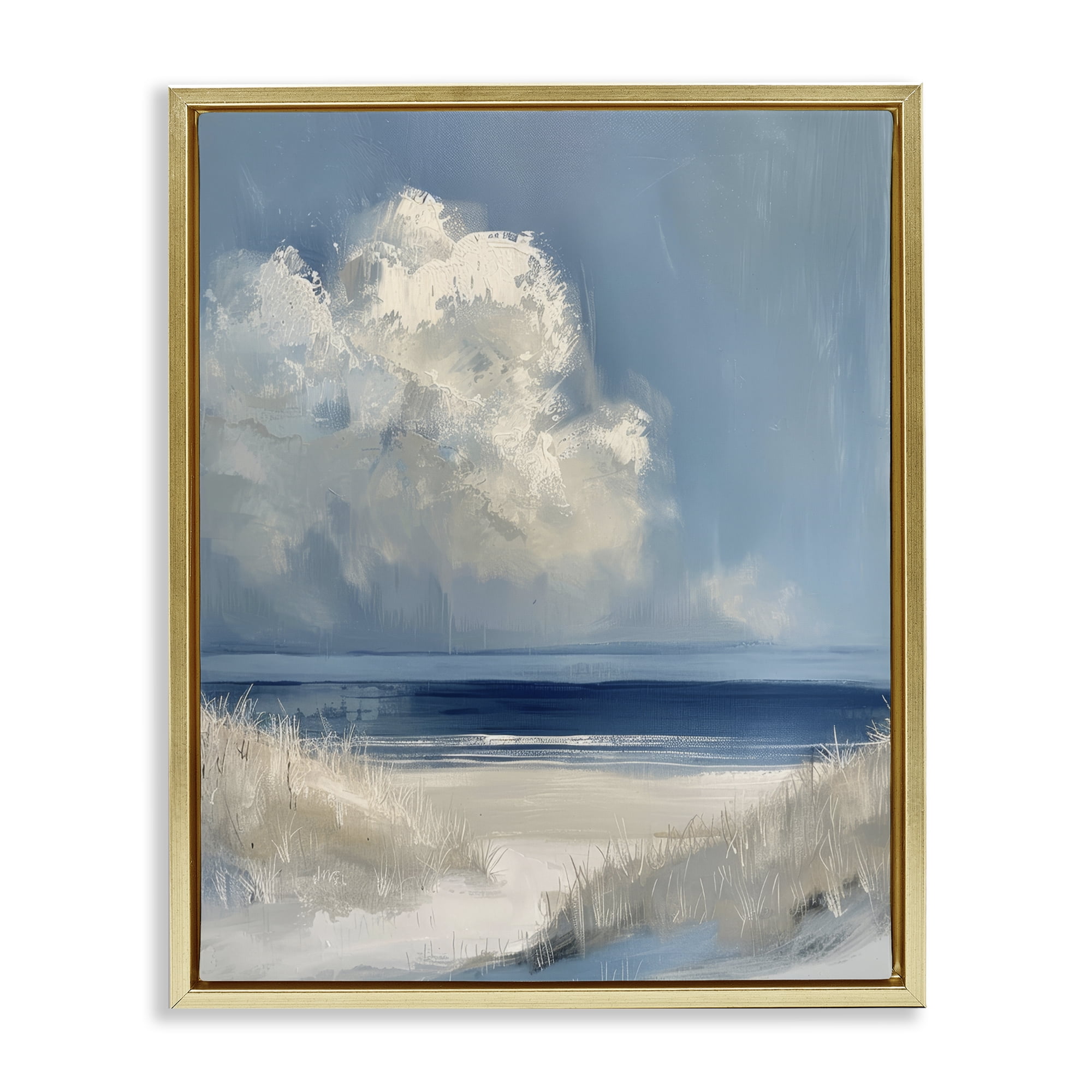 Stupell Industries Dark Waters Ahead Gold Framed Floater Canvas Wall Art, design by Petal Prints Design