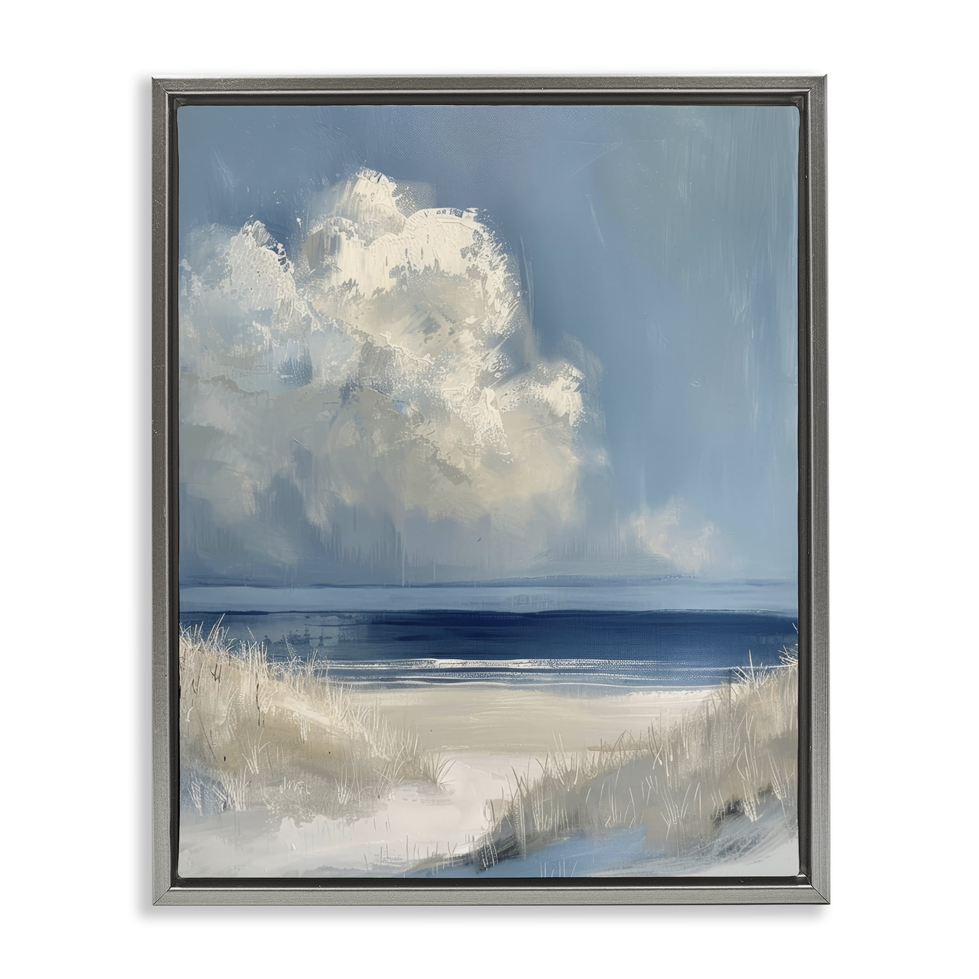 Stupell Industries Dark Waters Ahead Gray Framed Floater Canvas Wall Art, design by Petal Prints Design