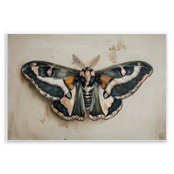 Stupell Industries Dark Winged Moth Animals Painting Unframed Art Print Wall Art, 15 x 10