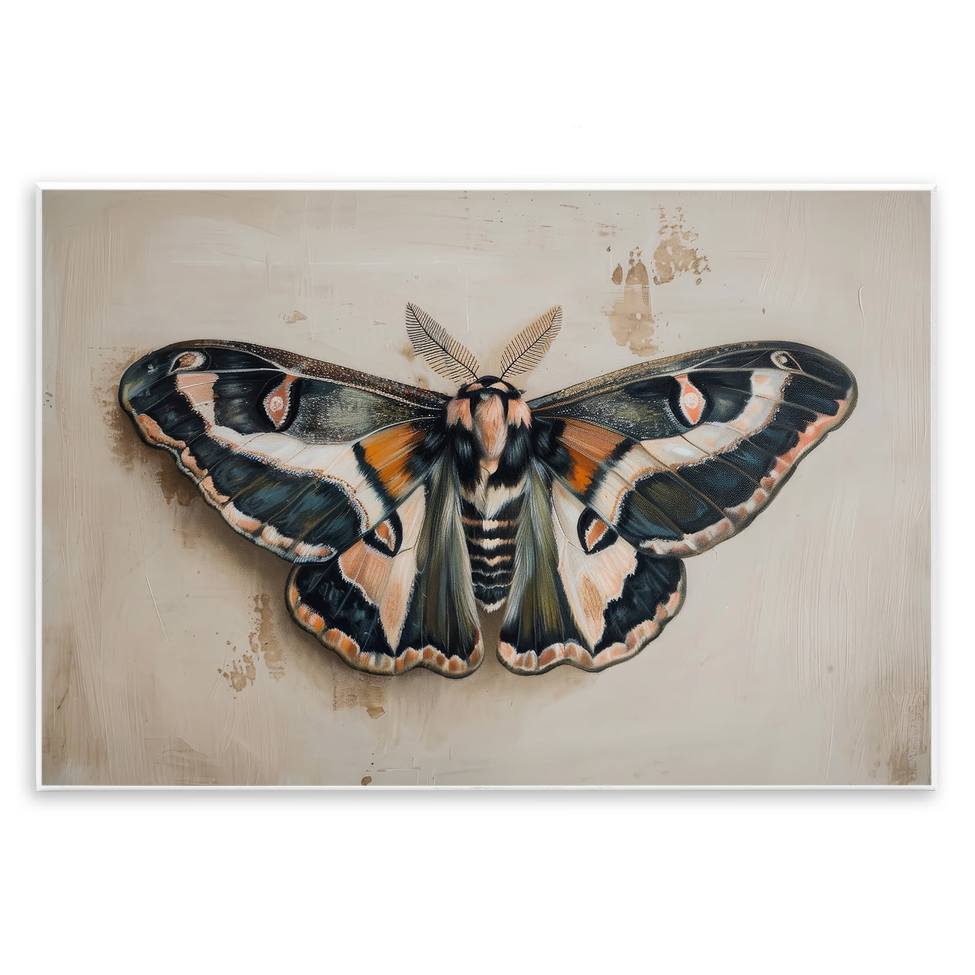 Stupell Industries Dark Winged Moth Animals Painting Unframed Art Print Wall Art, 19 x 13