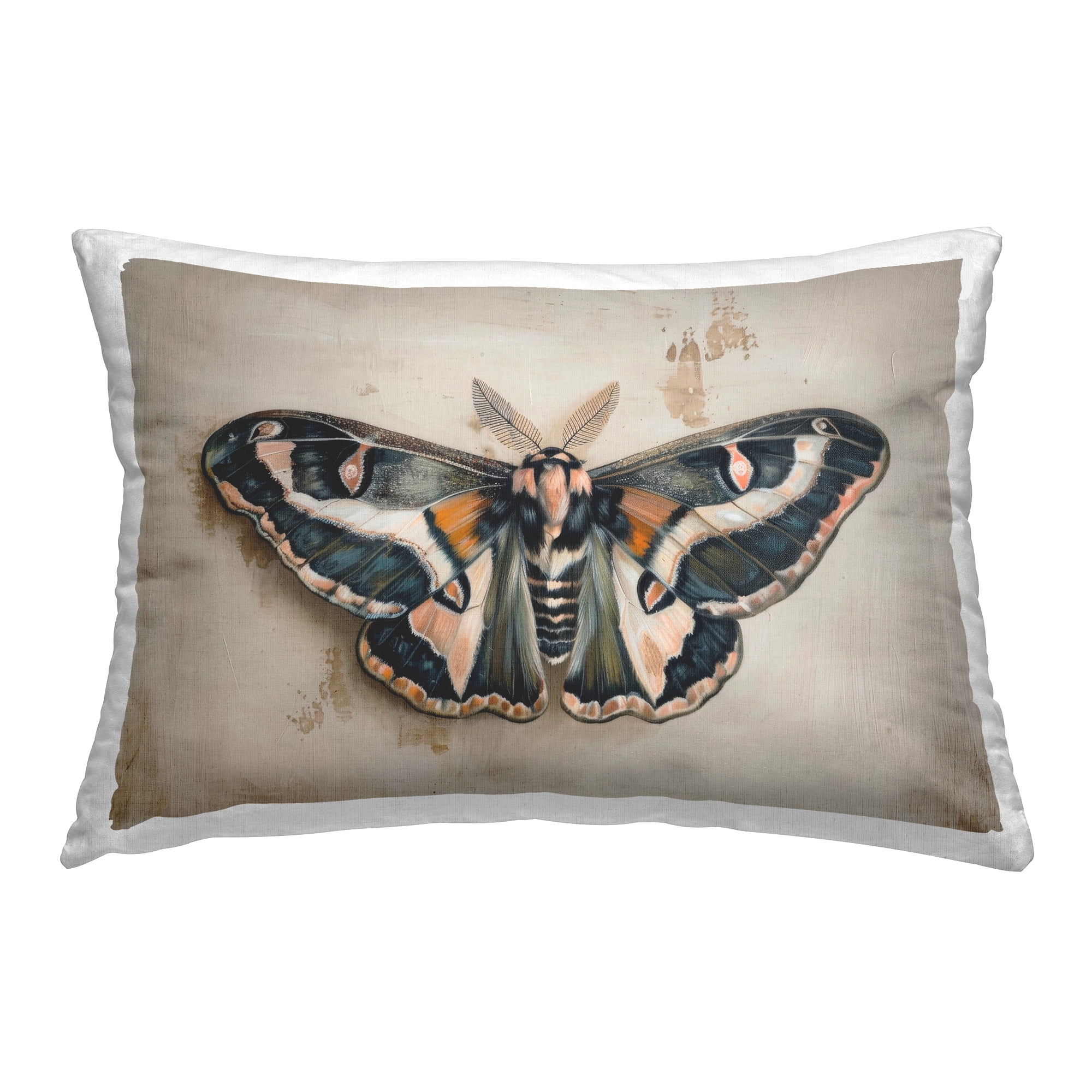 Stupell Industries Dark Winged Moth Decorative Printed Throw Pillow Design by Petal Prints Design.