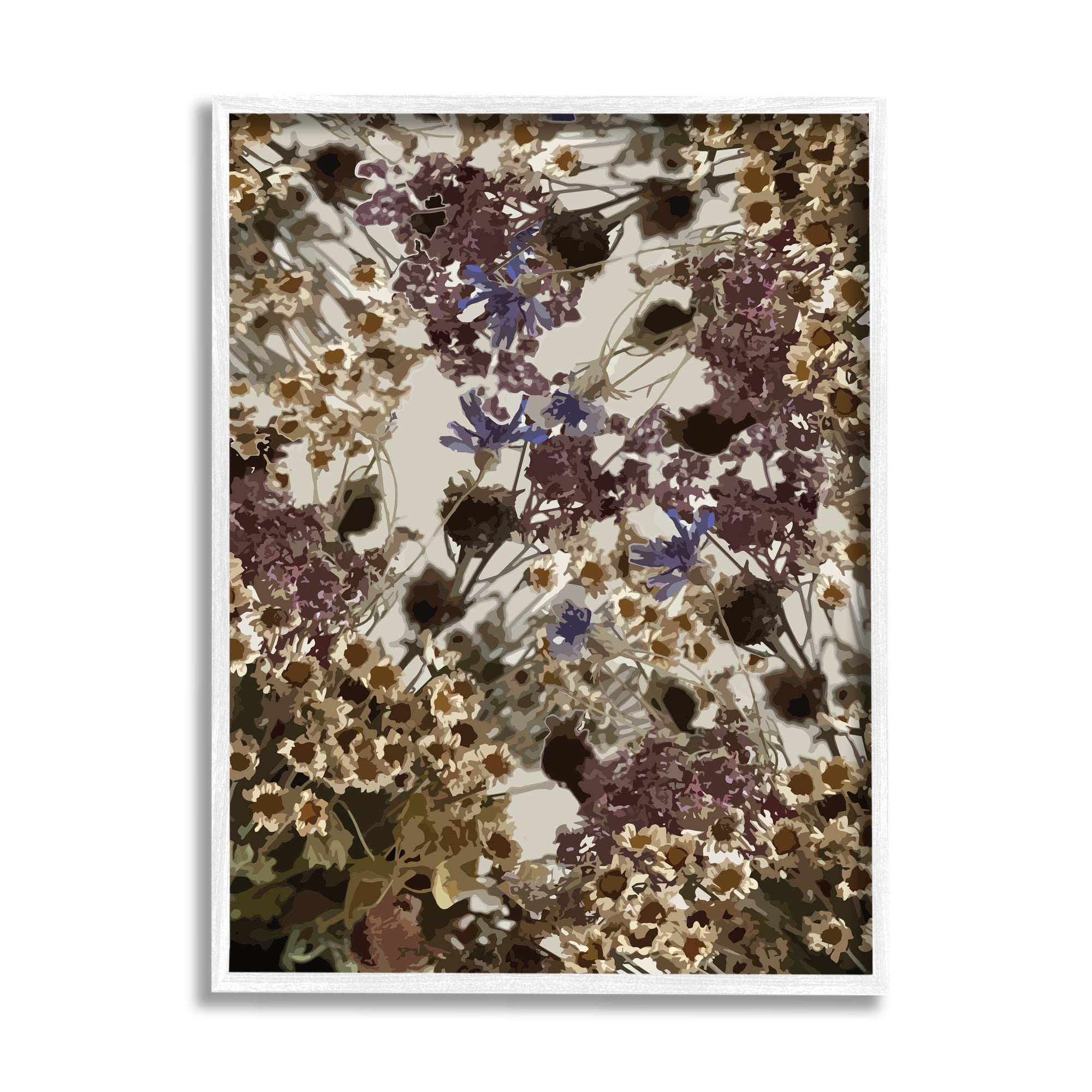 Stupell Industries Darkened Wildflower Cluster Group of Tuscan Florals Graphic Art White Framed Art Print Wall Art, 24x30, by Hannah Heemsbergen