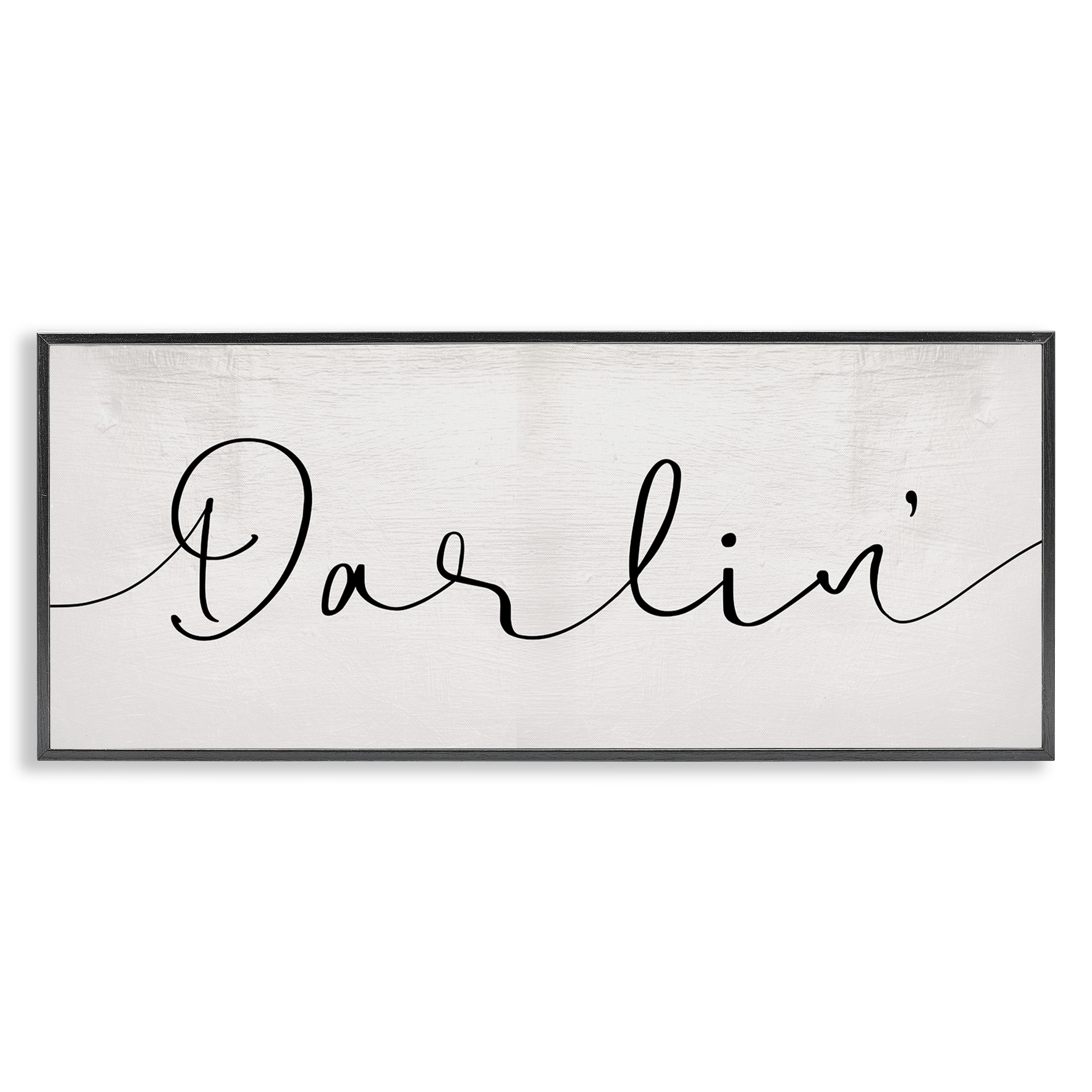 Stupell Industries Darlin' Sentiment Elegant Cursive Typography Painting Black Framed Art Print Wall Art, 24 x 10