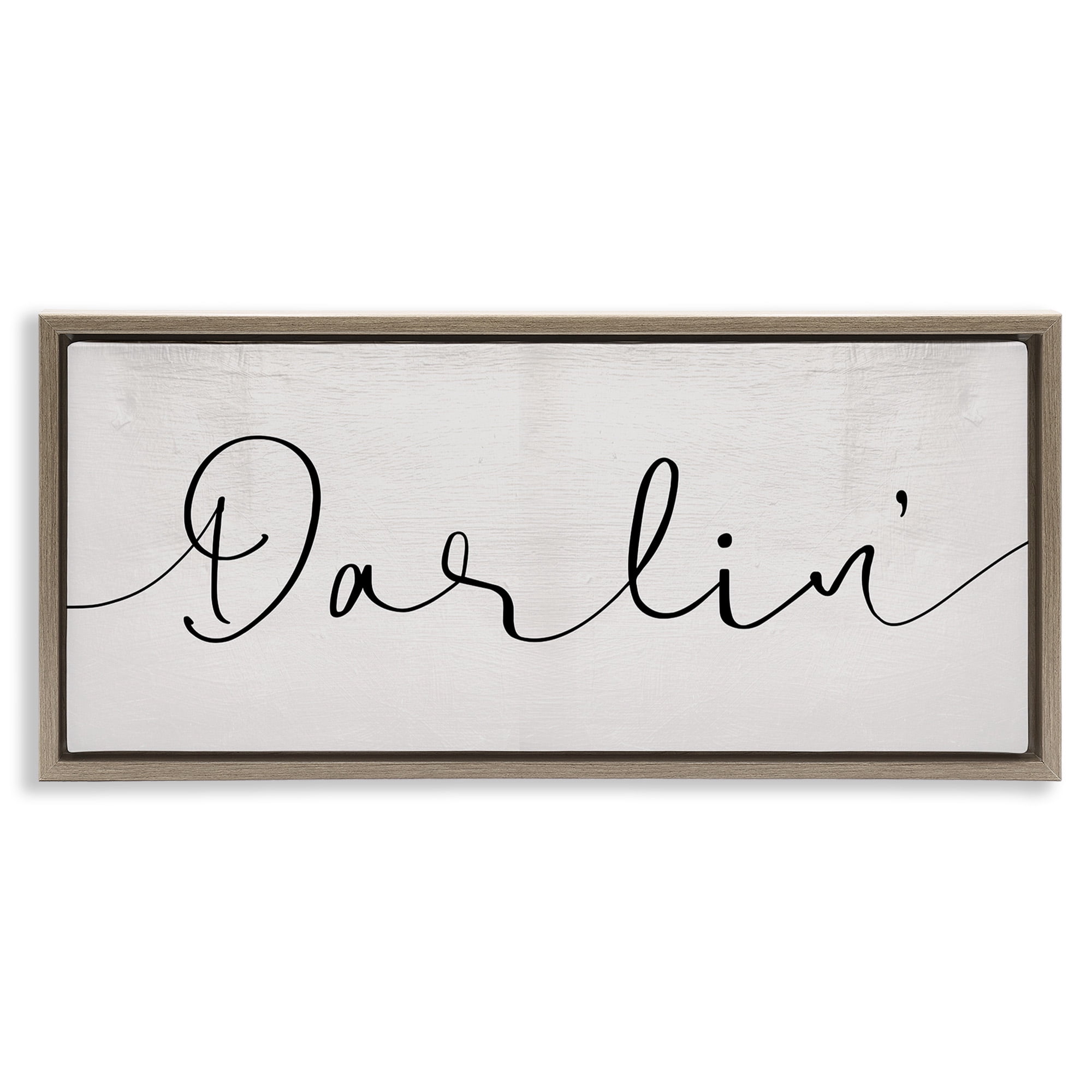 Stupell Industries Darlin' Sentiment Elegant Cursive Typography Painting Brown Floater Framed Canvas Art Print Wall Art, 31 x 14
