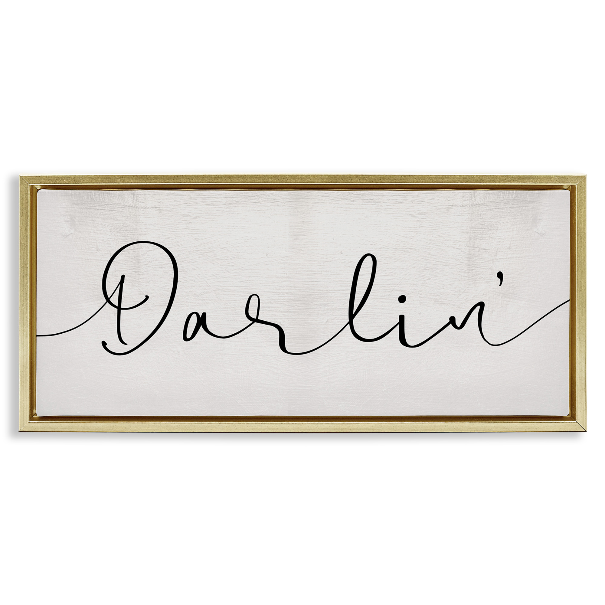 Stupell Industries Darlin' Sentiment Elegant Cursive Typography Painting Gold Floater Framed Canvas Art Print Wall Art, 25 x 11