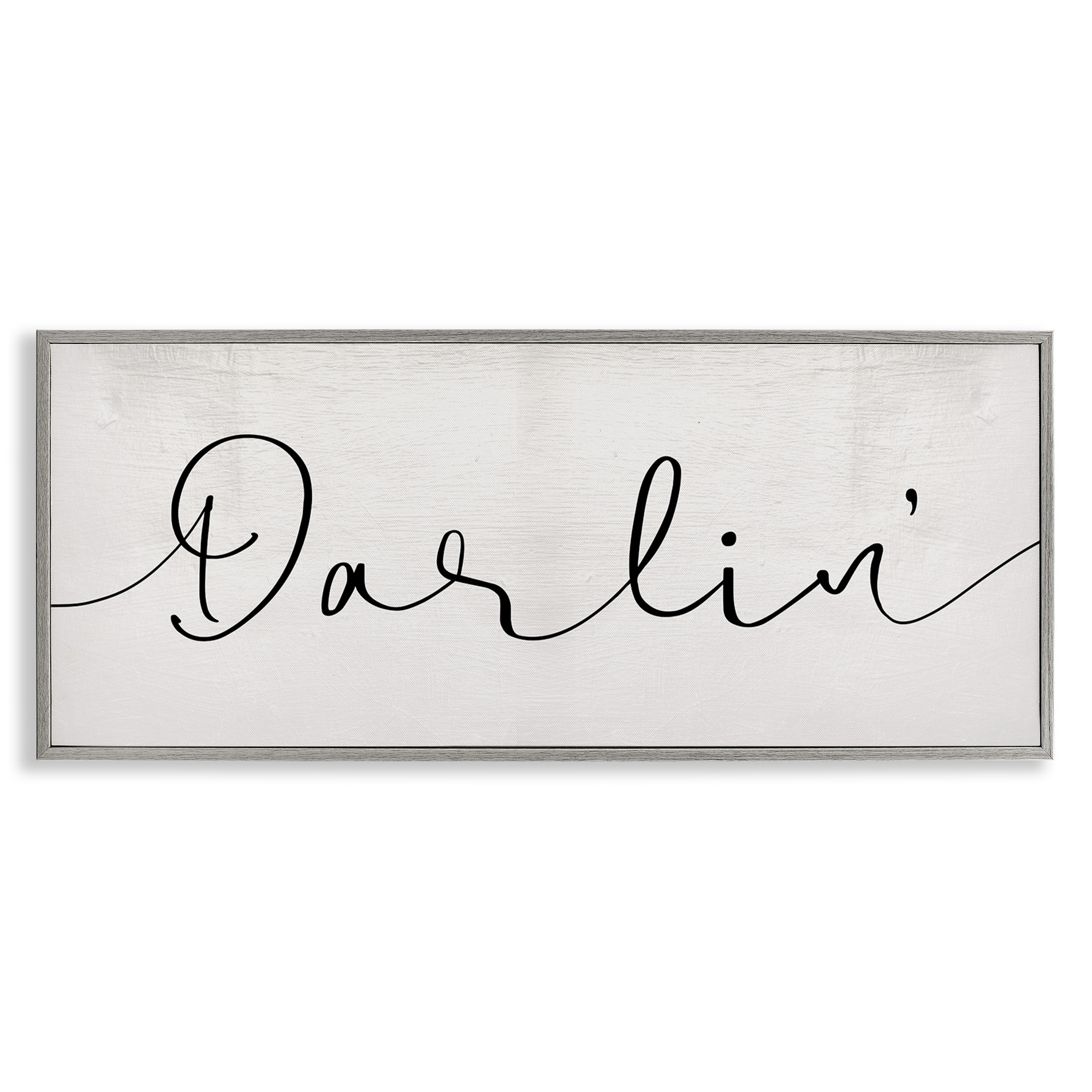Stupell Industries Darlin' Sentiment Elegant Cursive Typography Painting Gray Framed Art Print Wall Art, 30 x 13