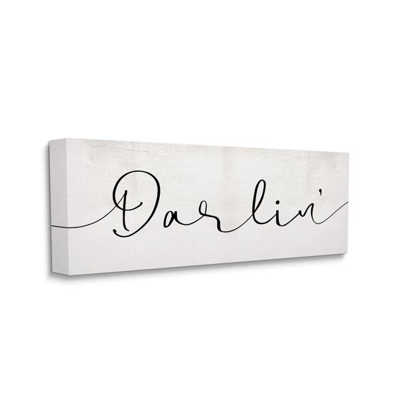 Stupell Industries Darlin' Sentiment Elegant Cursive Typography Typography Painting Gallery Wrapped Canvas Art Print Wall Art, 20 x 48